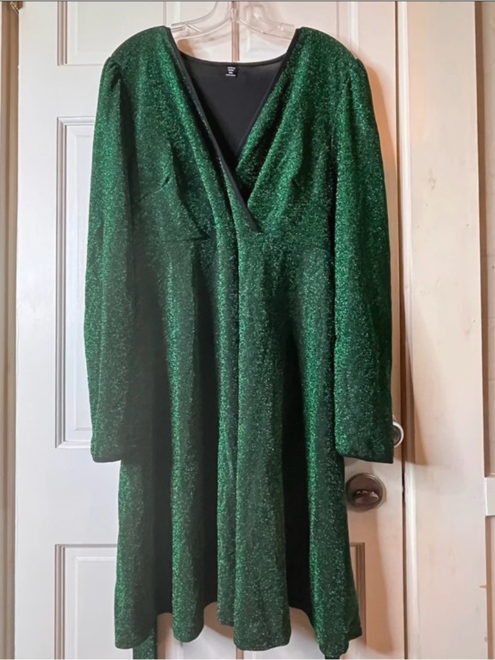 SHEIN Curve 3XL Green Glitter Wrap Dress